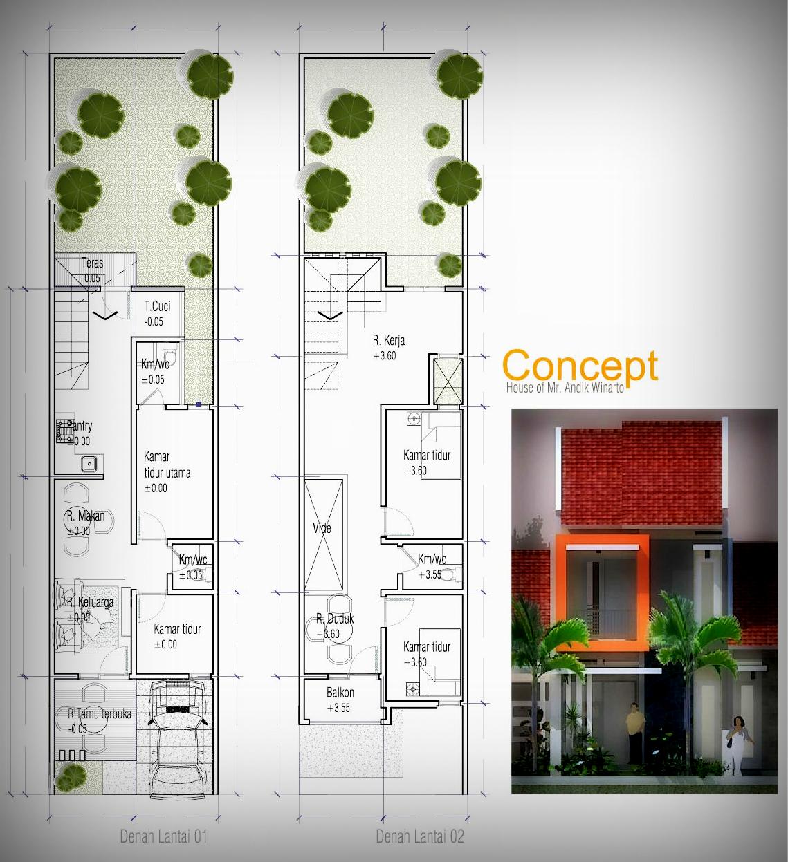 Denah Rumah 5x20m - SEON Digital Marketing