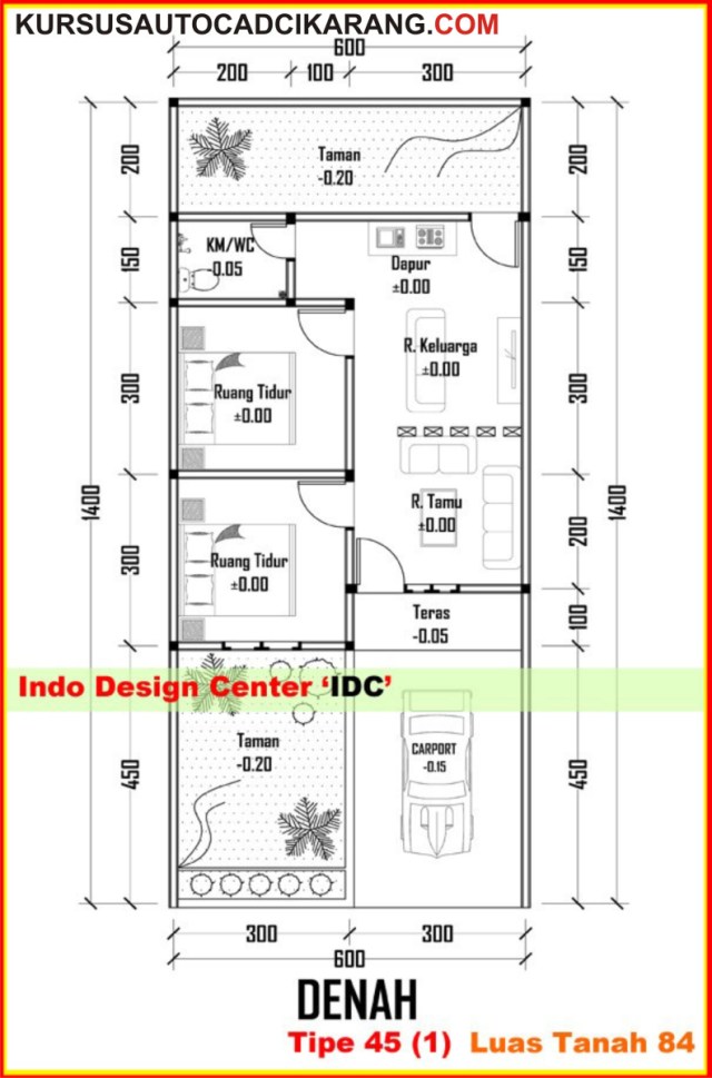 Denah Rumah Type 45 Beserta Tampak Dan Potongan - SEON Digital Marketing