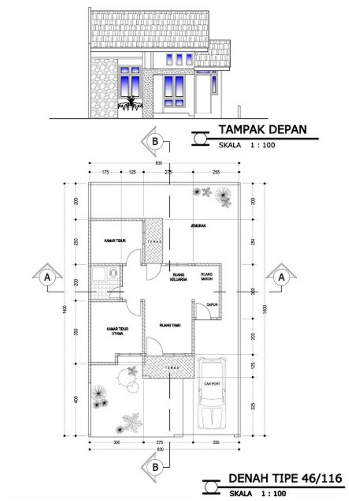 Denah Rumah Type 45 Dan Tampaknya - SEON Digital Marketing